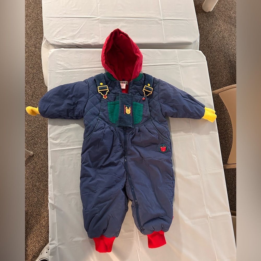 Vintage Gymboree Baby Snowsuit Small Red Blue Green Boy Girl